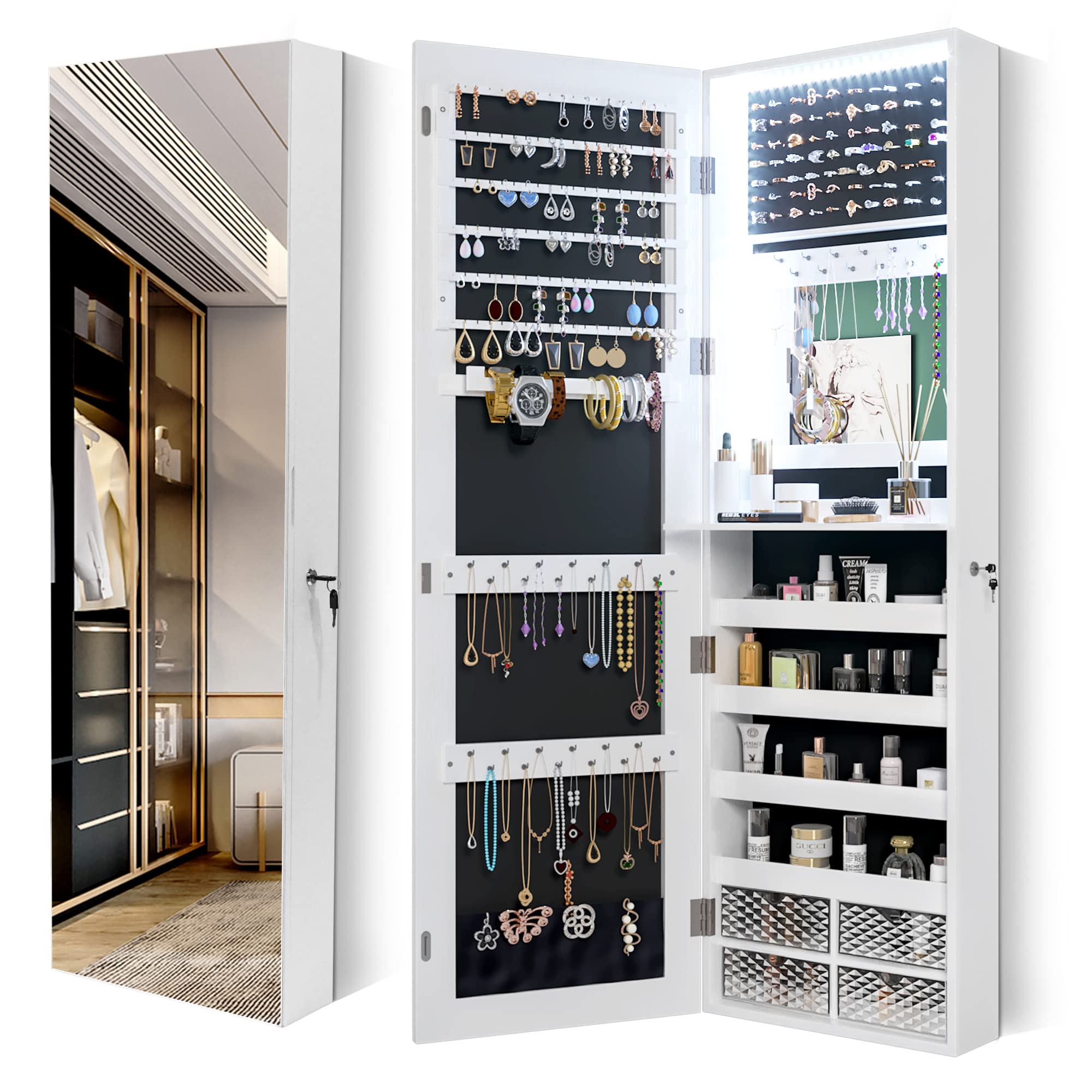 Buy Vlsrka 47.2" LED Jewelry Mirror Wall/Door Mounted Jewelry