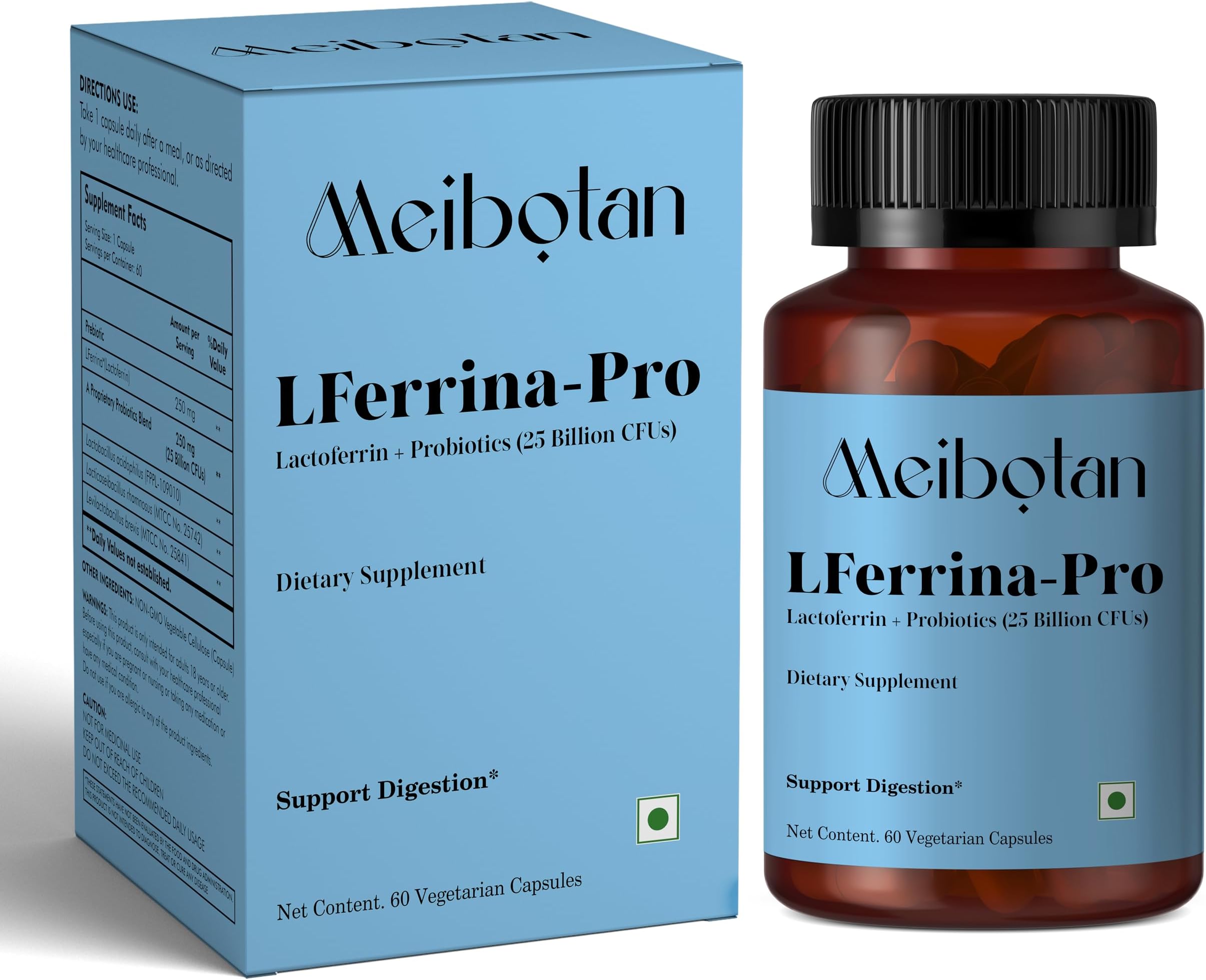 lactoferrin supplement with Probiotics For Men & Women - Stimulates the immune system, Regulates iron metabolism, Digestion, Immunity Support- 60 Veg Capsules