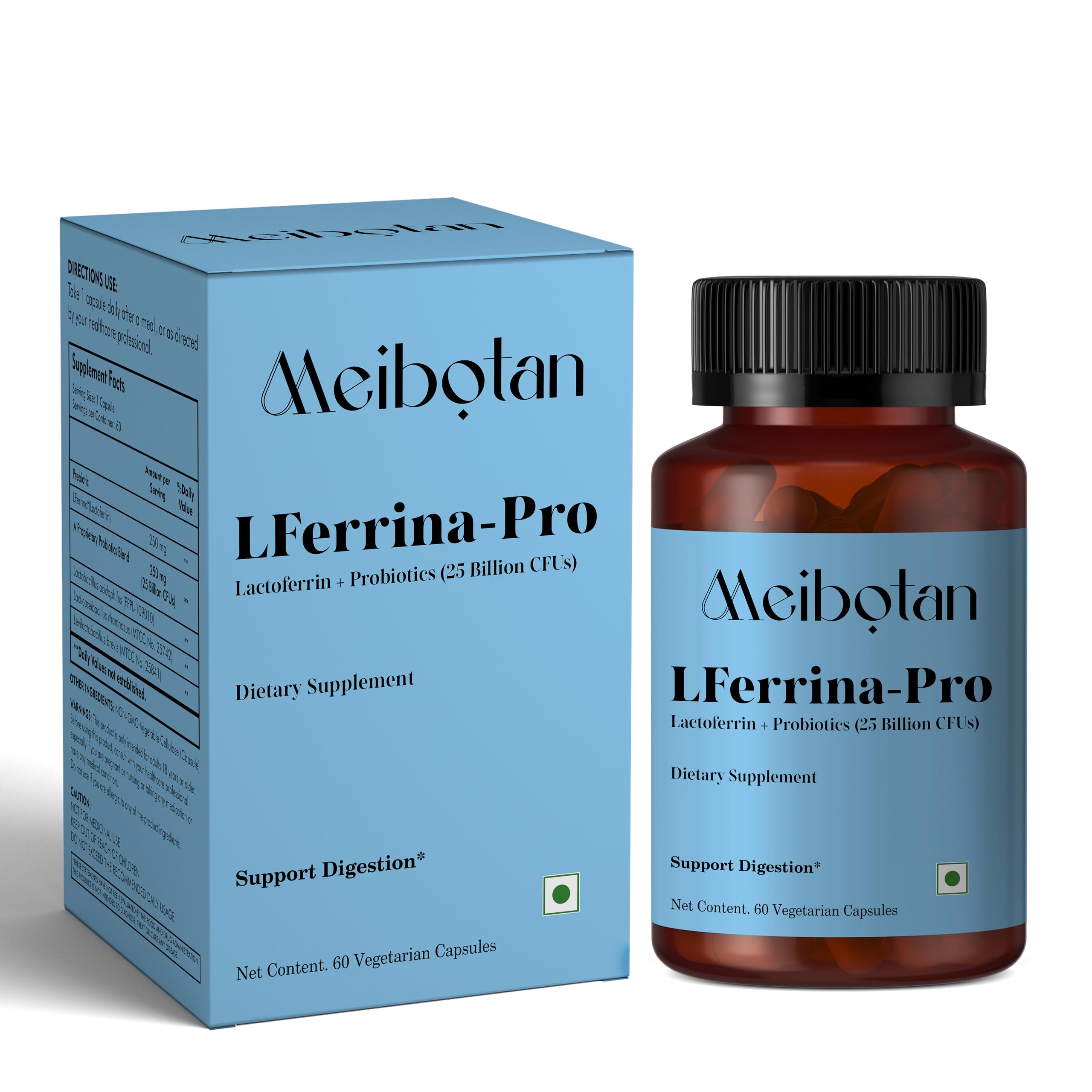 lactoferrin supplement with Probiotics For Men & Women - Stimulates the immune system, Regulates iron metabolism, Digestion, Immunity Support- 60 Veg Capsules