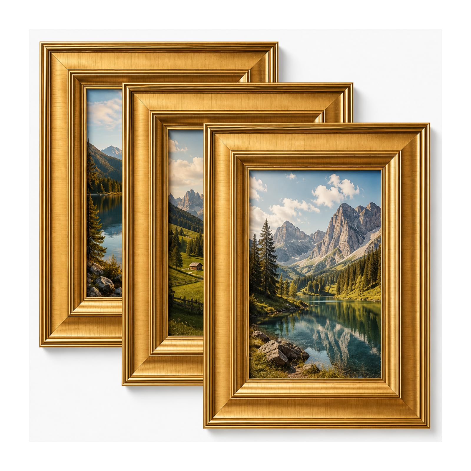 3 PCS A4 Gold Photo Frames Set - Vintage Ornate Picture Frames, Gold Certificate Frame, Picture Frames 21x29.7cm for Wall Mounting or Tabletop, Gallery Wall, Weddings & Home Decor