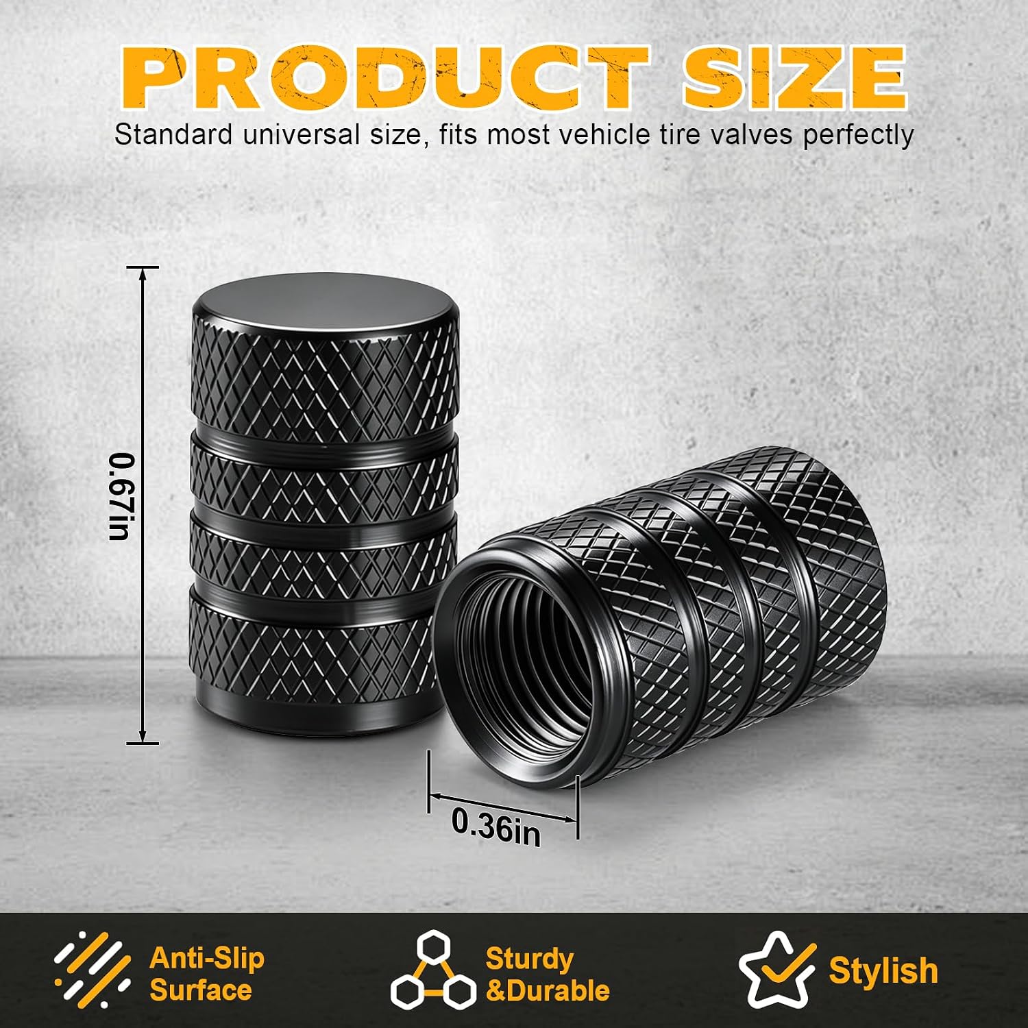 SINGARO 12PCS Tire Valve Stem Caps, Car Exterior Accessories, Aluminum Alloy Tire Valve Cap Set, Corrosion Resistant Leak-Proof Universal for Cars, Trucks, Motorcycles and Bicycles (Black)