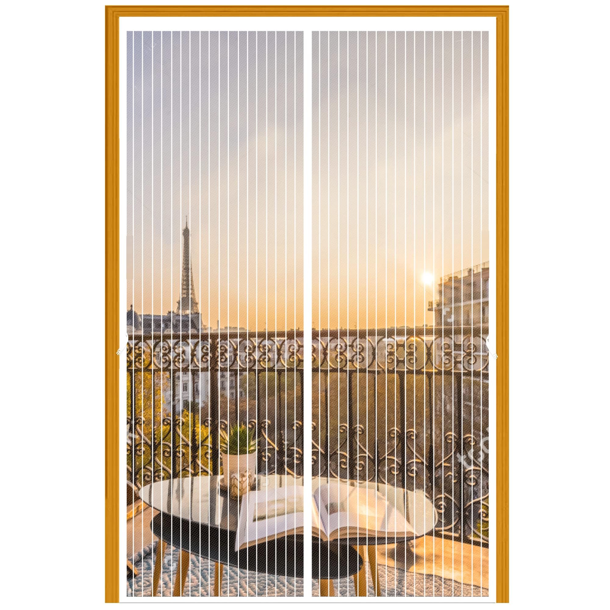 KOWVOWZ Magnetic Screen Door, Heavy Duty Mesh Screen Doors Magnets, Door Screen Magnetic Closure for Single Front Back Patio Door, Full Frame Velcro, Hands Free (Fit Door Size 38" x 82", White)