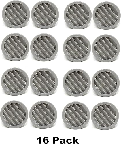 Miniatura 2 de Cubierta redonda de rejilla de plástico de 3 pulgadas para rejilla de ventilación de reptiles (16, gris)