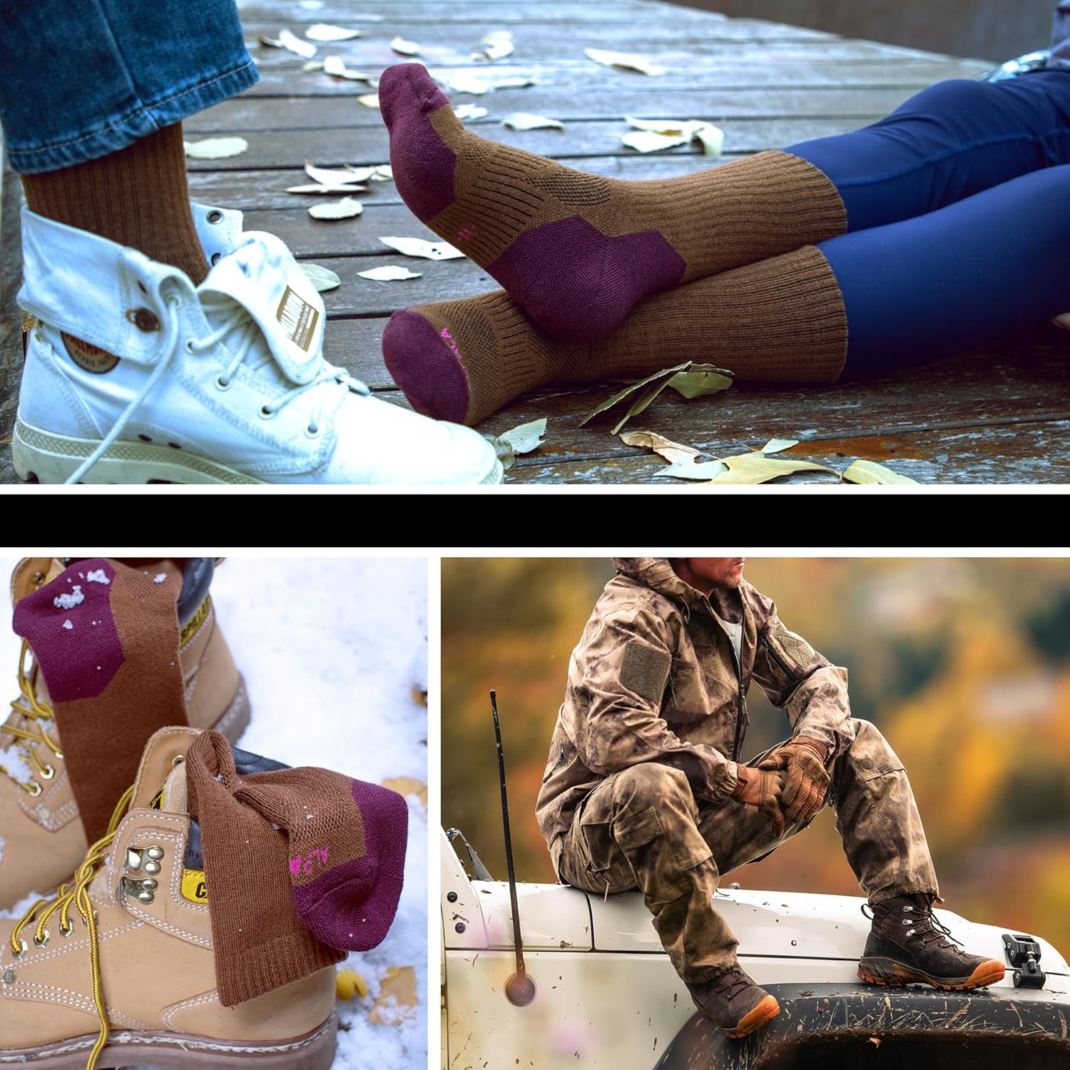 Alpaca Wool Hunting Socks 2 pairs for Men Women, Thermal Warm Compression Thick Winter Cushioned Hiking Boot Moisture Wicking - Image 5