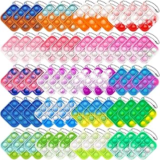 60Pcs Mini Pop Push Keychain Fidget Toy Pack, Mini Pop Push it Bubble Fidget Sensory Toys, Anti-Anxiety Stress Relief Hand...