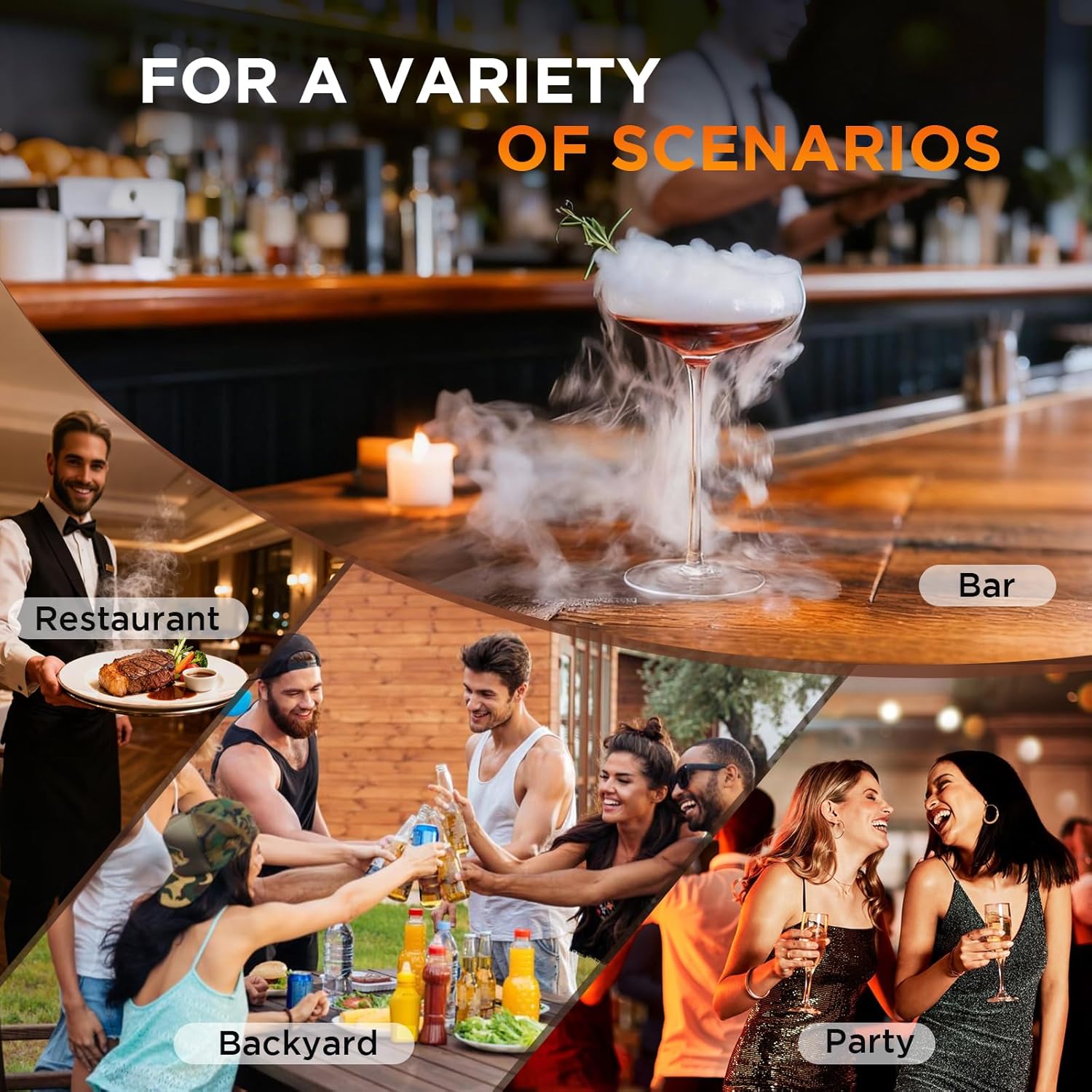 Electric Whiskey Smoker Kit with 0-60s Adjustable Timer, No Butane Needed, Cocktail Bourbon Drink Smoker Infuser Kit Smoke Whisky Set - 6 Wood Chips Flavors, Birthday Gifts for Men,Dad,Husband, Square