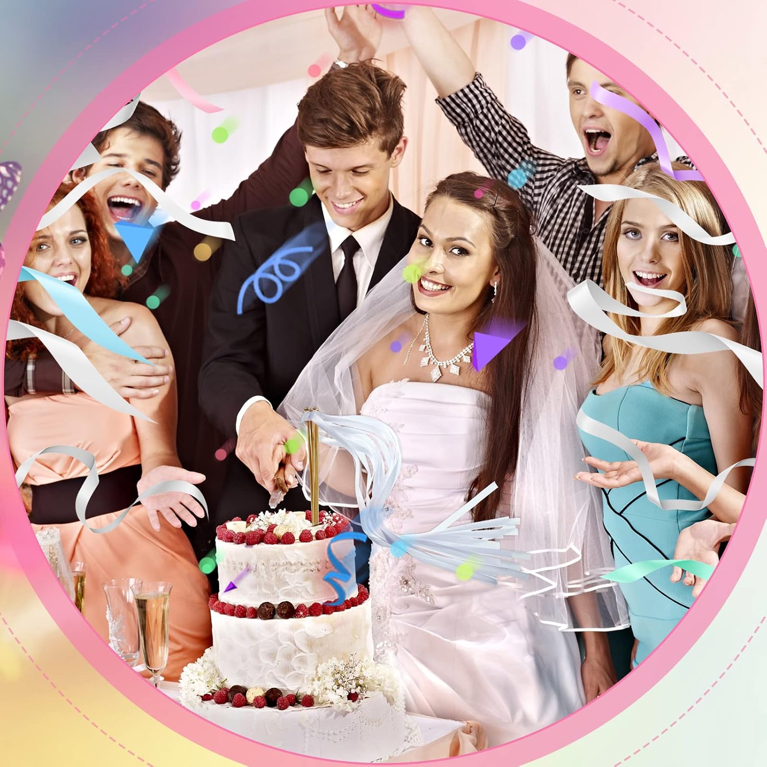 Lewtemi 120 Pieces White Sticks Streamers for Wedding Lace Ribbon Wedding Wands Fairy Wand with Ribbon Long Dance Silk Stick Party Streamers with Bells for Holiday Celebration Baby Shower Favors