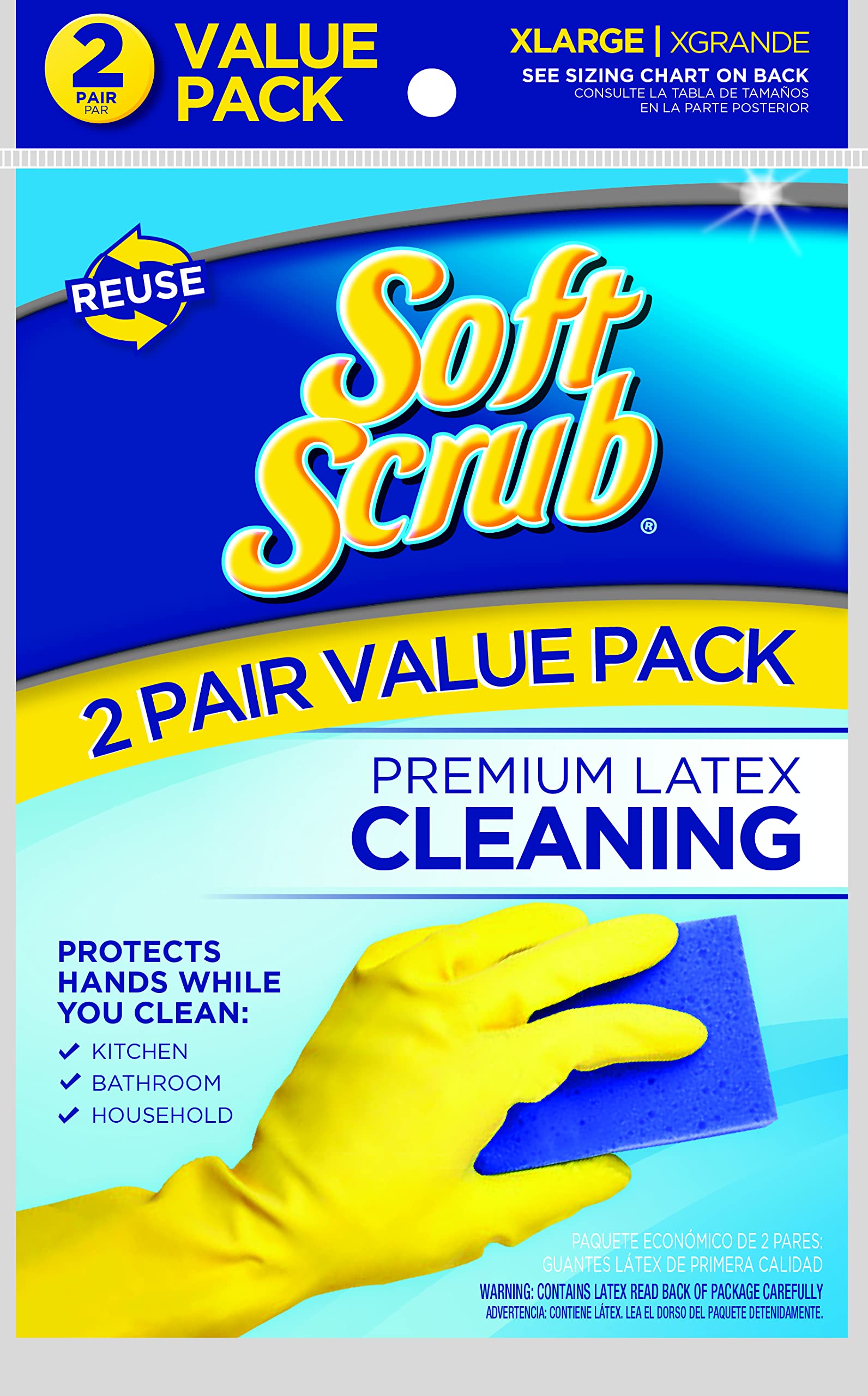 Soft Scrub Yellow Reusable Latex Household Glove