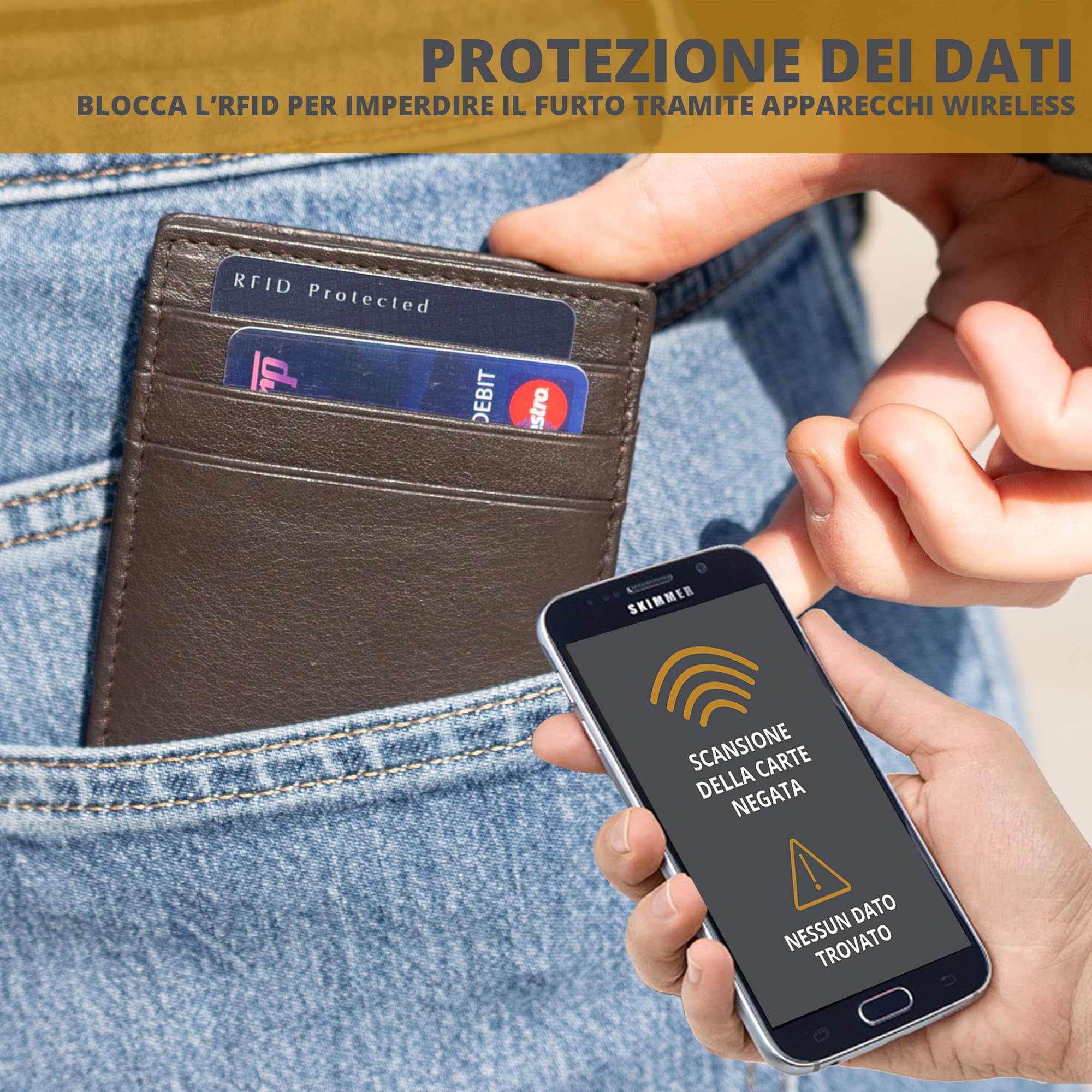 GARZINI Portafoglio Magico - in vera pelle, sottile e minimalista Magic Wallet da uomo con sistema di blocco RFID