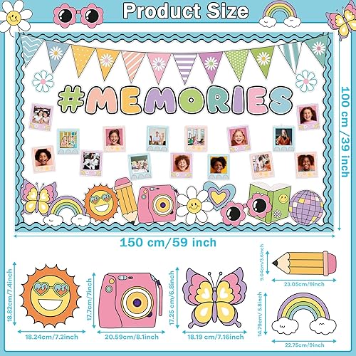 Miniatura 2 de Groovy - Tablón de anuncios de regreso a clases para decoración de aula, recuerdos bohemios, retro, hippie, juego de tablones de anuncios con