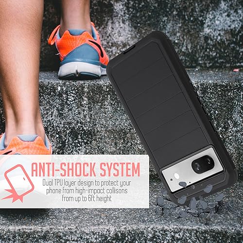 Miniatura 5 de Funda para Google Pixel 8, con clip para cinturón, protección de cuerpo completo, protector de pantalla integrado, funda para teléfono con función