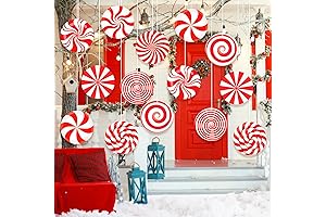 16 Christmas Candy Ornaments Hanging Double Sided Peppermint Candy Outdoor Decor