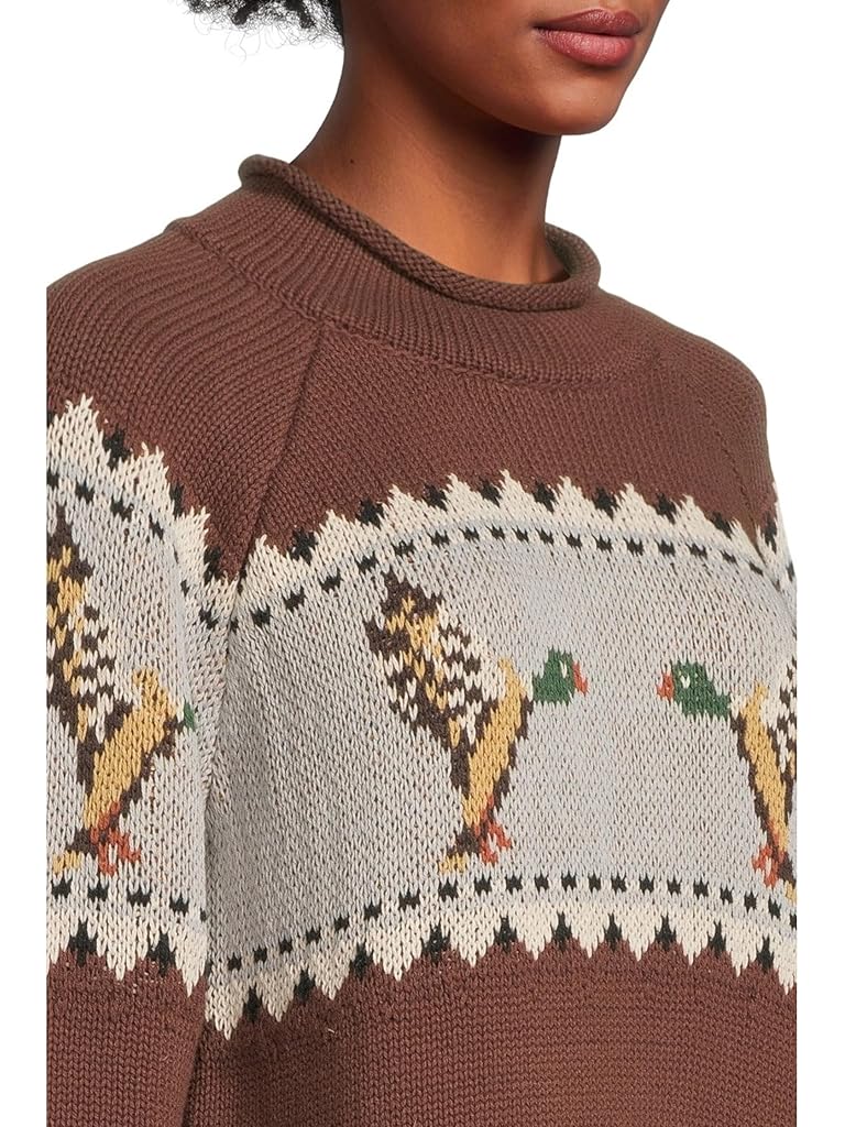 Gray L.L.Bean Signature Original Cotton Rollneck Novelty Sweater