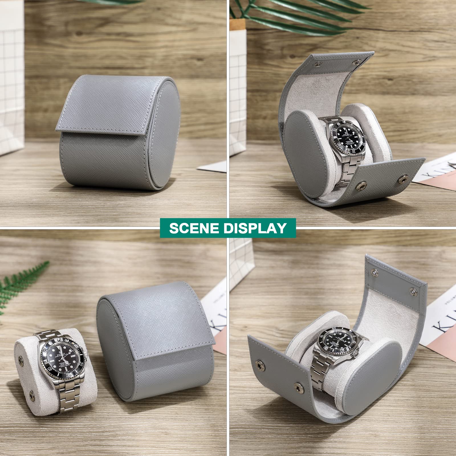 Hiram Custodia Roll Per Orologi In Vera Pelle - Porta 3 Orologi, Design Esagonale