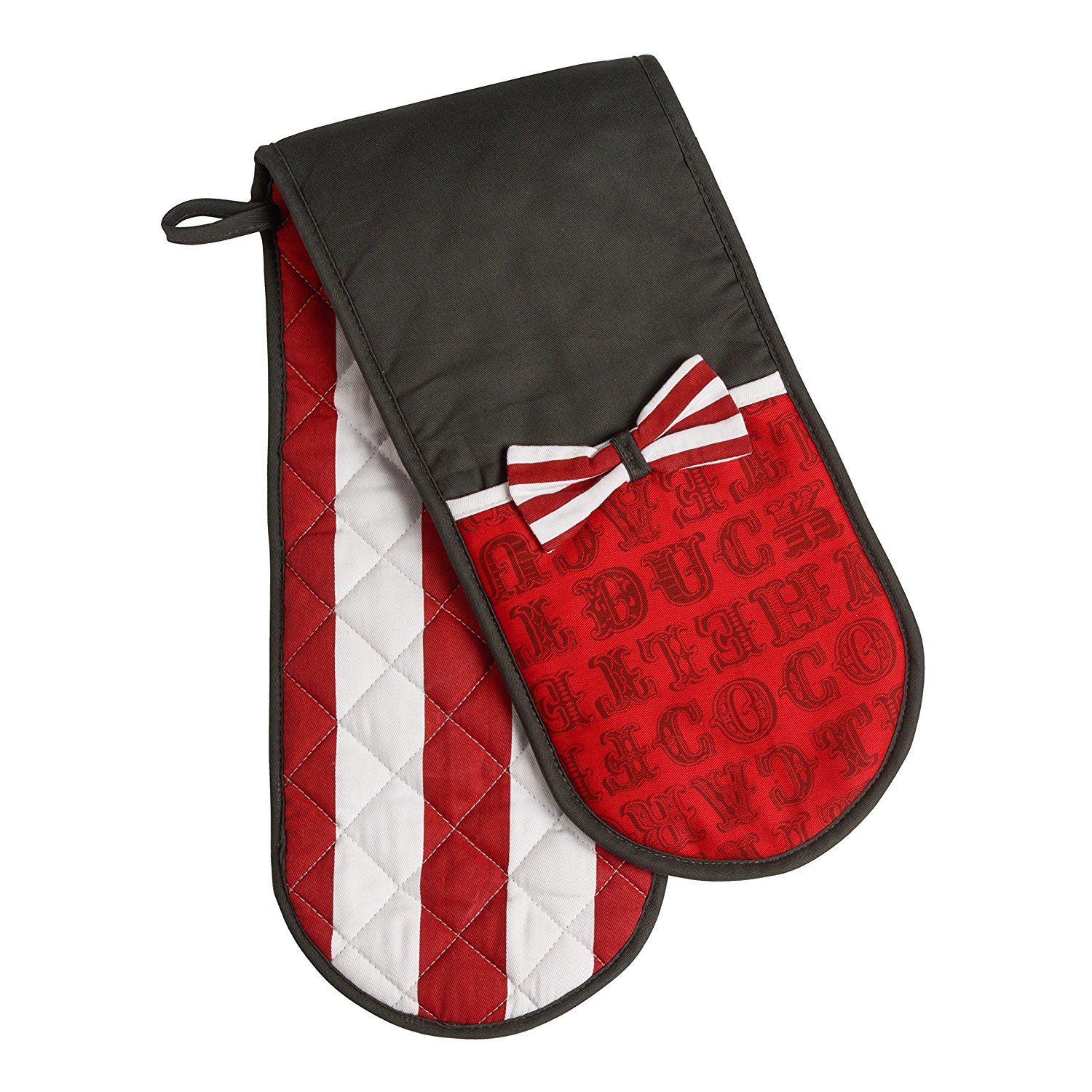 Premier Housewares Oven Glove Flexible Oven Gloves High Temperature Cooking Gloves Oven Glove Mitt Red Cotton Pair Oven Gloves 84 Cm X 18 Cm X 2 Cm