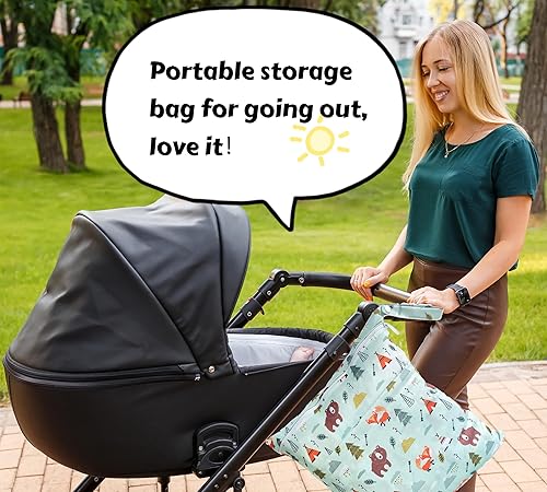 Miniatura 5 de Bolsa para pañales de tela, 2 bolsas impermeables y reutilizables con bolsillos con cremallera, lavable, reutilizable para viajes, playa, piscina,