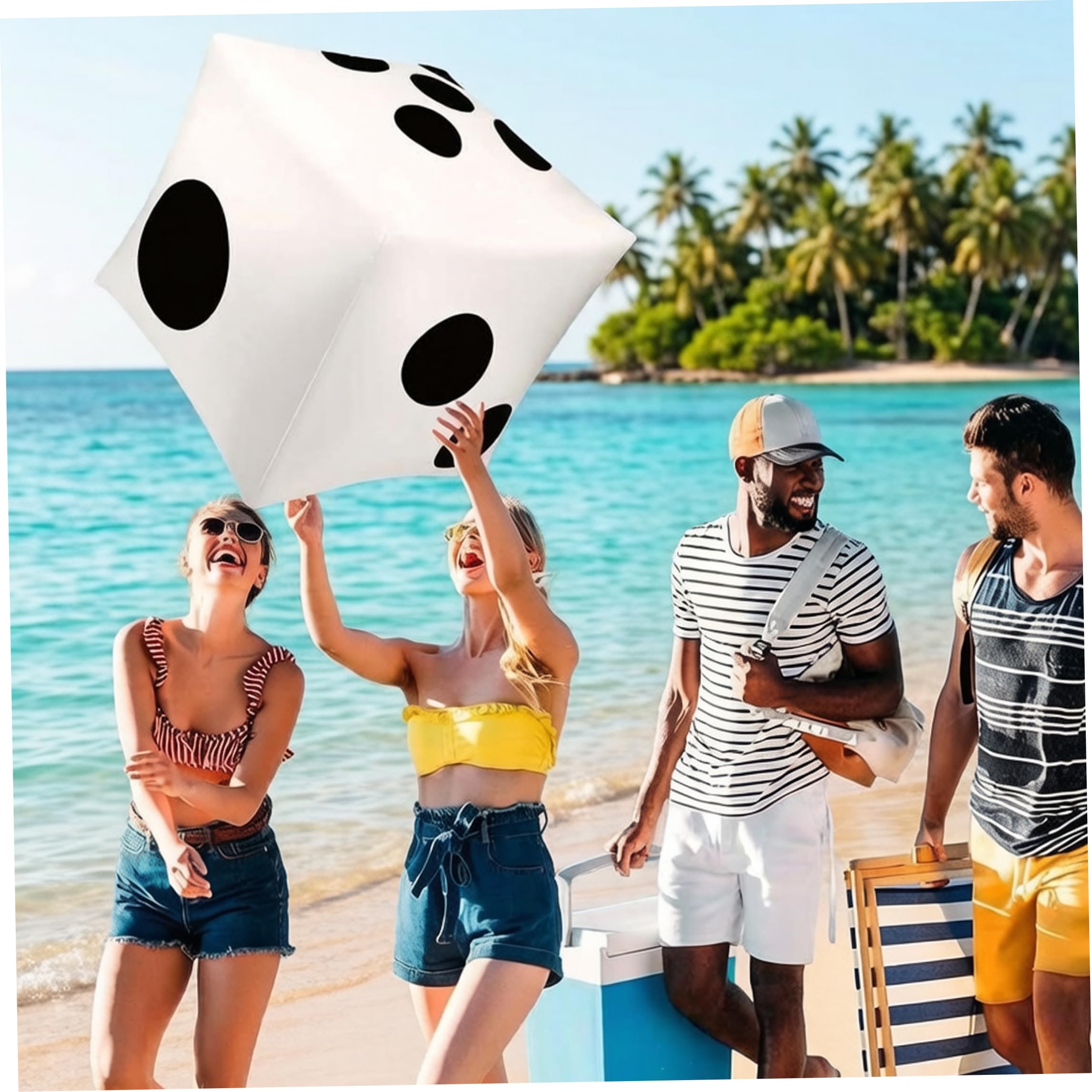 Dados inflables Gigantes de 40 Pulgadas, Dados Gigantes de PVC a Prueba de Fugas para Juegos de Mesa de Fiesta en la Piscina, césped Interior y Exterior, Blanco