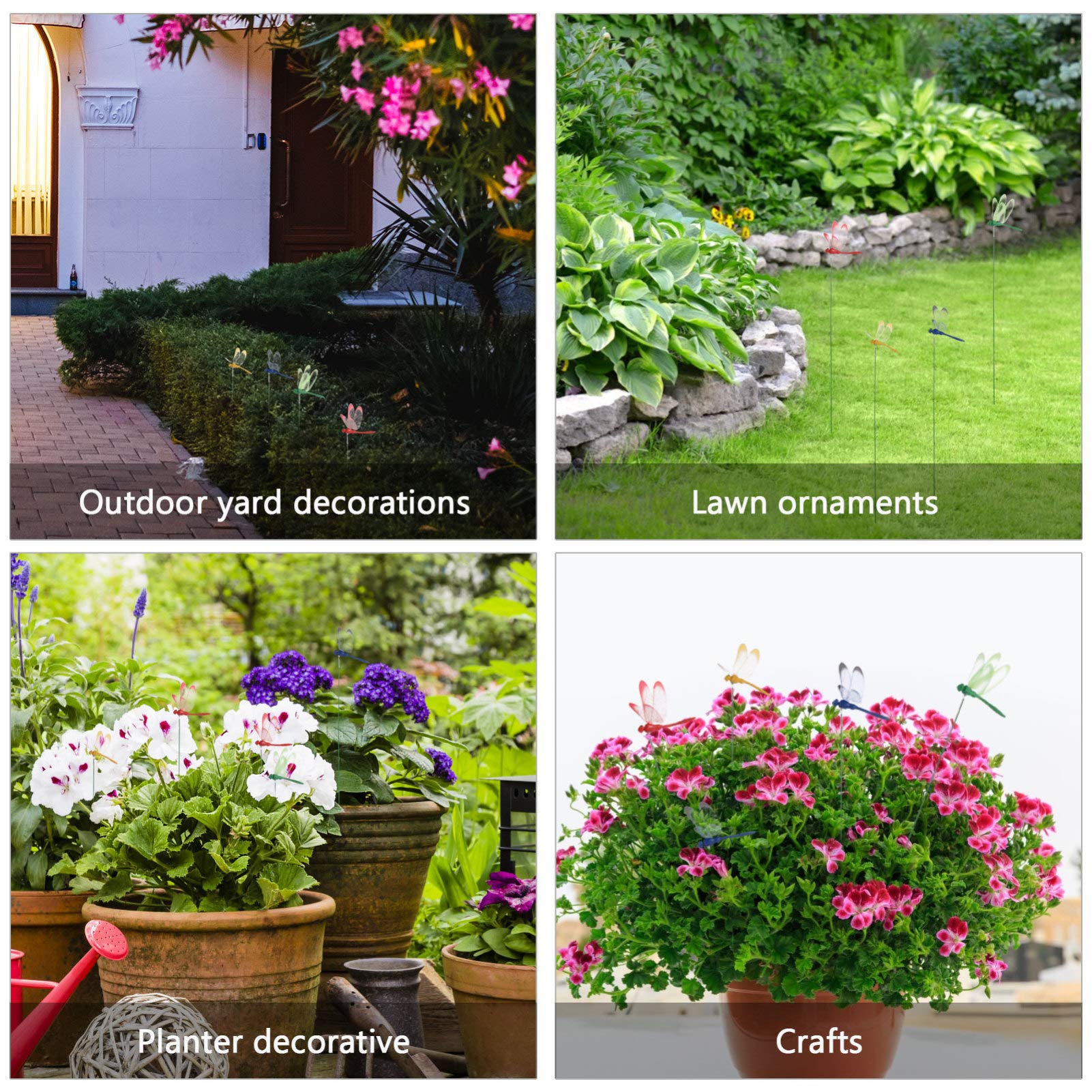 TOYANDONA 16-teiliges Libellen-Set Für Den Garten - Bunte Deko-Stäbe Für Blumentöpfe & Beete