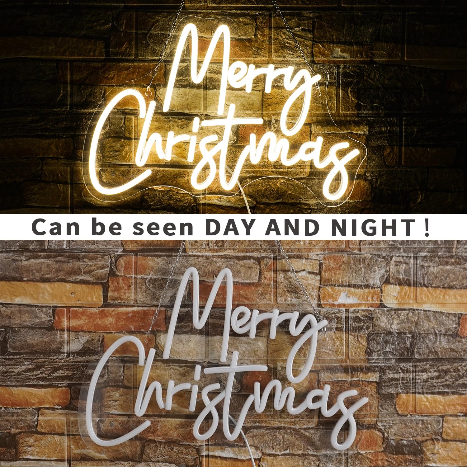 Ineonlife Merry Christmas Panneau Néon, Néon LED blanc chaud pour décoration murale, Panneau lumineux USB dimmable pour la maison, le bar, le salon, la chambre, la fête de Noël