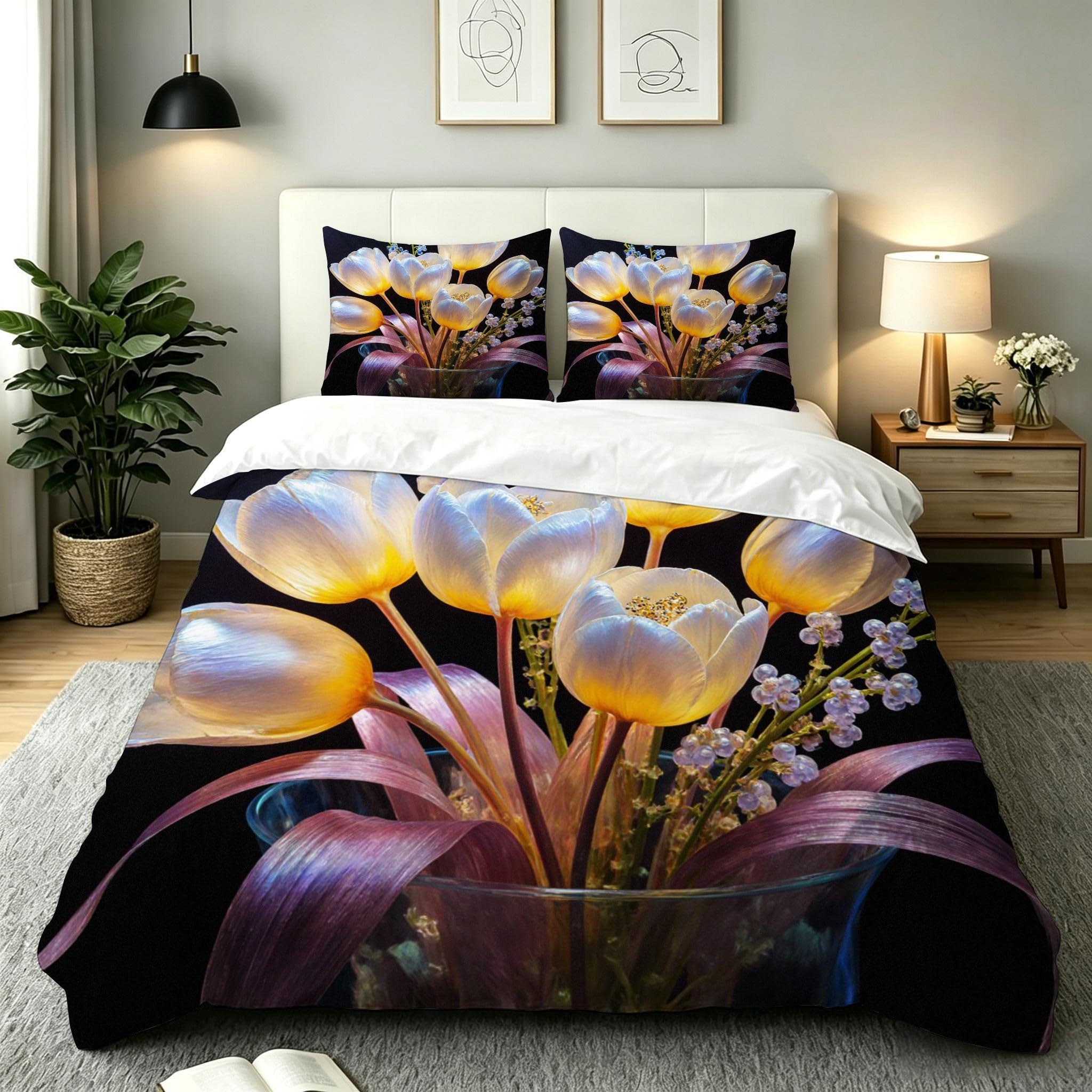 Ensemble de sets de literie en microfibre 160x200 bouton de fleur