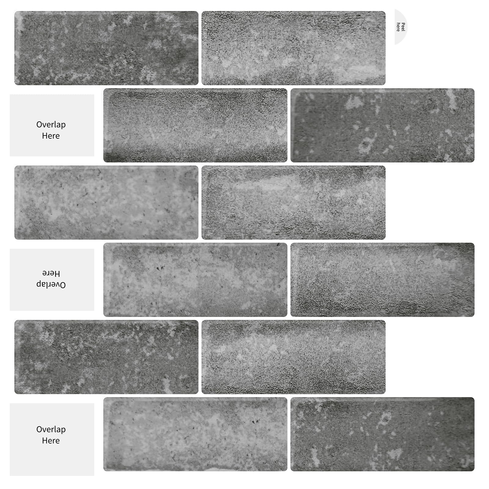 Artemuro 10-Sheet 12"x12" Premium Backsplash Tile for Kitchen Peel and Stick, 3D Self Adhesive Stick on Subway Tiles for Kitchen, Bathroom - Waterproof Wall Panels (Grey)