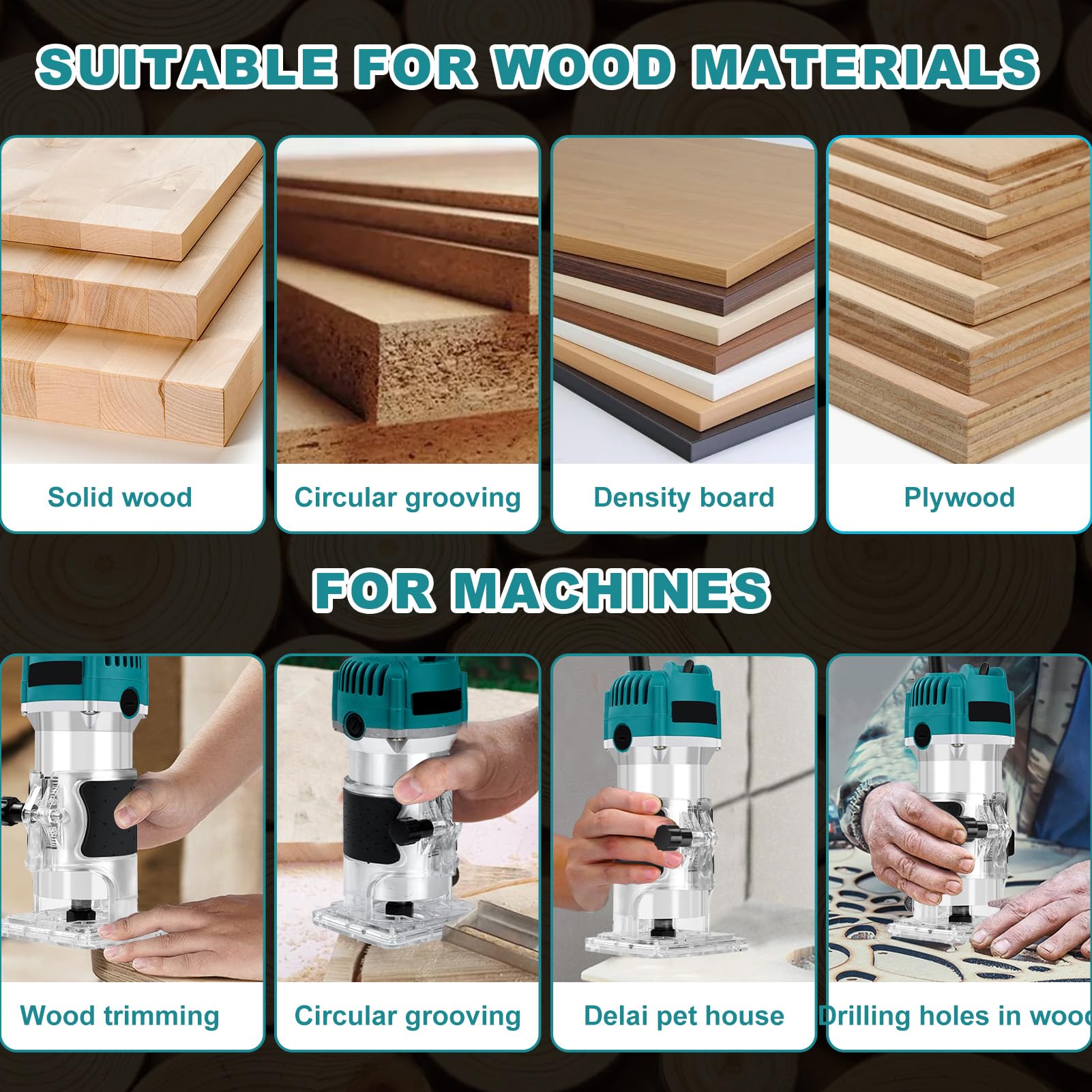 Outil de routeur, fraiseuse à bois compacte 110 V 800 W pour menuiserie, tondeuse électrique portative 30 000 R/min, bord compact laminé pour rainurer, découper, sculpter