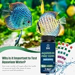 DIPSTIK Bandes d'essai de l'aquarium, 7-Way Trousse d'essai du bassin de poissons d'eau douce en eau salée, 100 Bandes, nitrates, nitrites, chlore, dureté, alcalinité, carbonate, pH