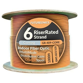 6 Fiber Indoor Distribution Fiber Optic Cable, Multimode 62.5/125 OM1, GR-409-CORE, Orange, Riser Rated, Spool, 1000 Feet