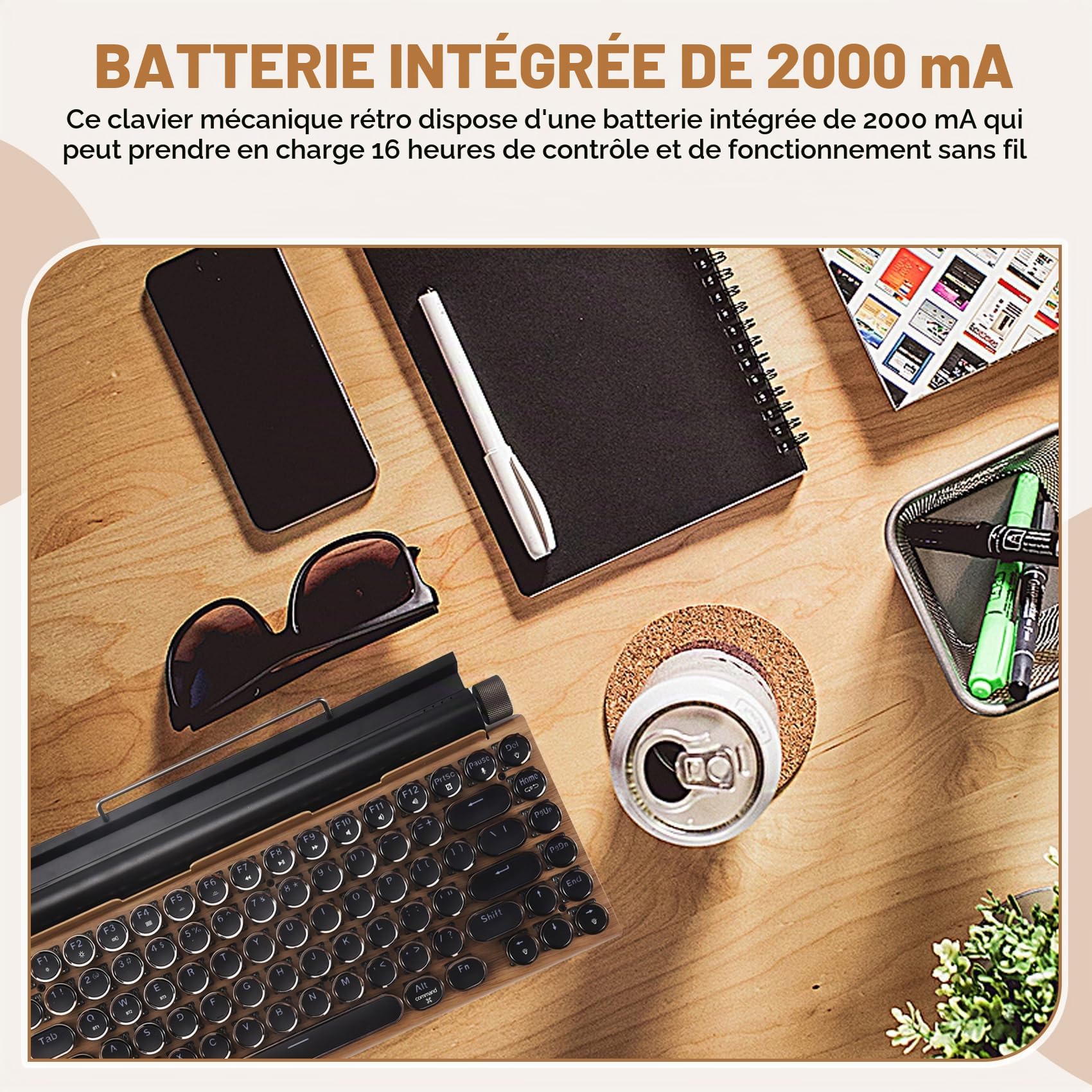 Clavier de Machine à éCrire RéTro Claviers MéCaniques Bluetooth sans 83 Touches Clavier D'Ordinateur pour Ordinateur Portable PC Gaming