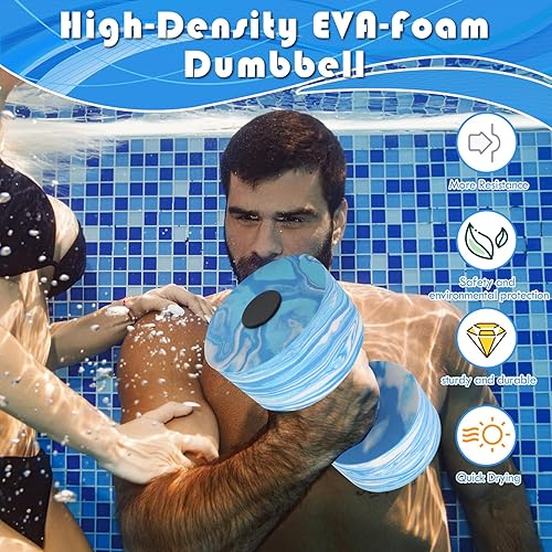 Miniatura 5 de Jellydog Toy Mancuernas de ejercicio acuático, 2 mancuernas de gimnasia acuática, juego de mancuernas de espuma EVA de alta densidad, juego de