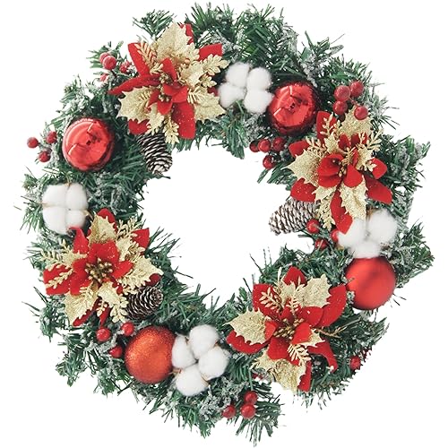 FERIAL Christmas Wreath for Front Door with Red Berries Red