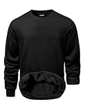 Mens Cotton Sherpa Lined Sweatshirts Casual Fleece Long Sleeve Crewneck Fall Winter Pullover Shirts