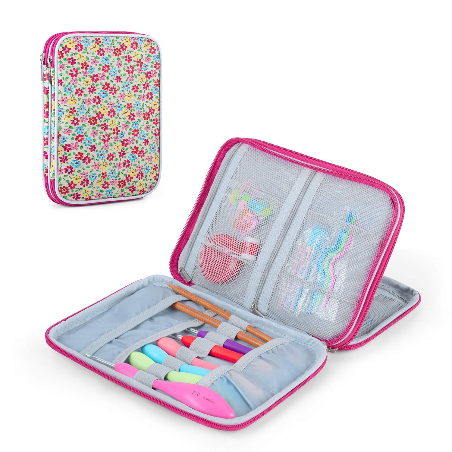 Teamoy Crochet Hook Case, Travel Storage Bag for Swing Crochet Hooks