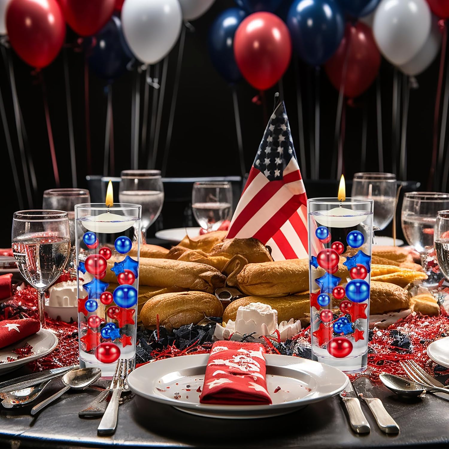 WILLBOND 156 Pcs Red White Blue Filler Beads for Vase Patriotic 4th of July Festival Candle Centerpiece Ornament for USA Memorial Day Independence Veterans Day 250th Anniversary Party Home Table Decor