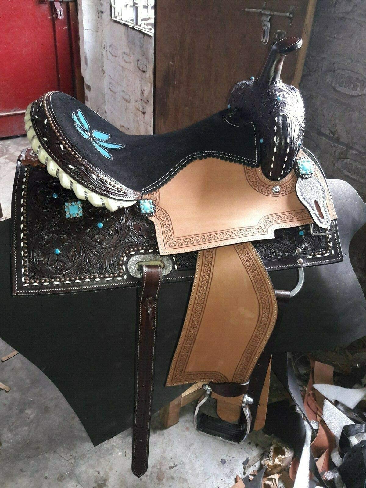 Equestrian Universe Western Barrel Racing Sella con Headsatll e Brestcollar