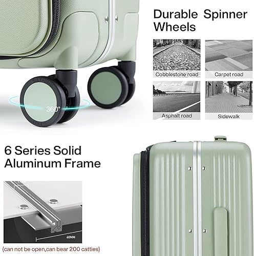Miniatura 6 de Hanke Grace - Maletas con ruedas rígidas, equipaje de mano aprobado por aerolíneas, maleta de viaje de 20 pulgadas, equipaje ligero Tsa para viajes