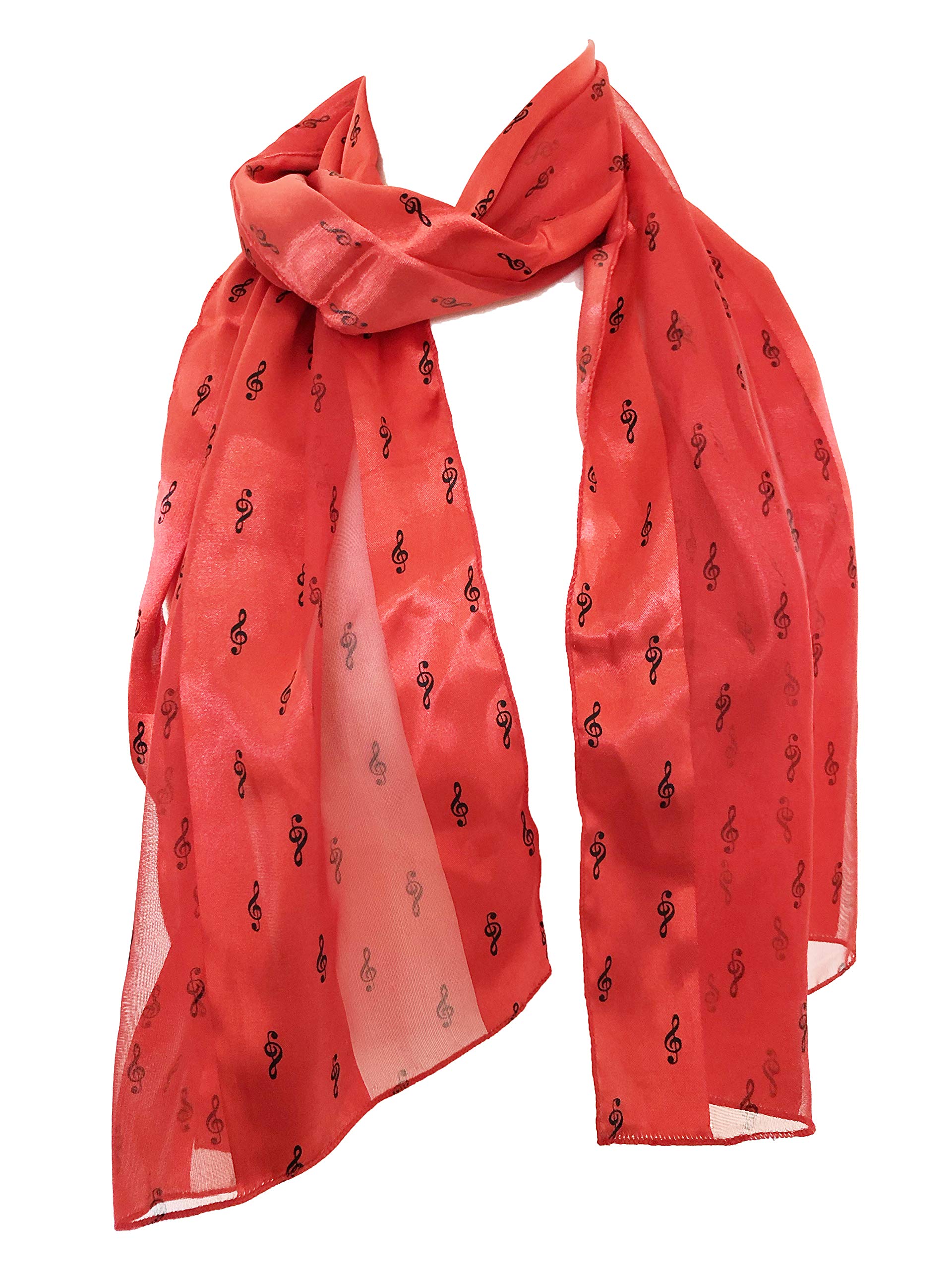 Pamper Yourself Now Women's Red Treble Clef Striped Music Shiny Thin Pretty Scarf
