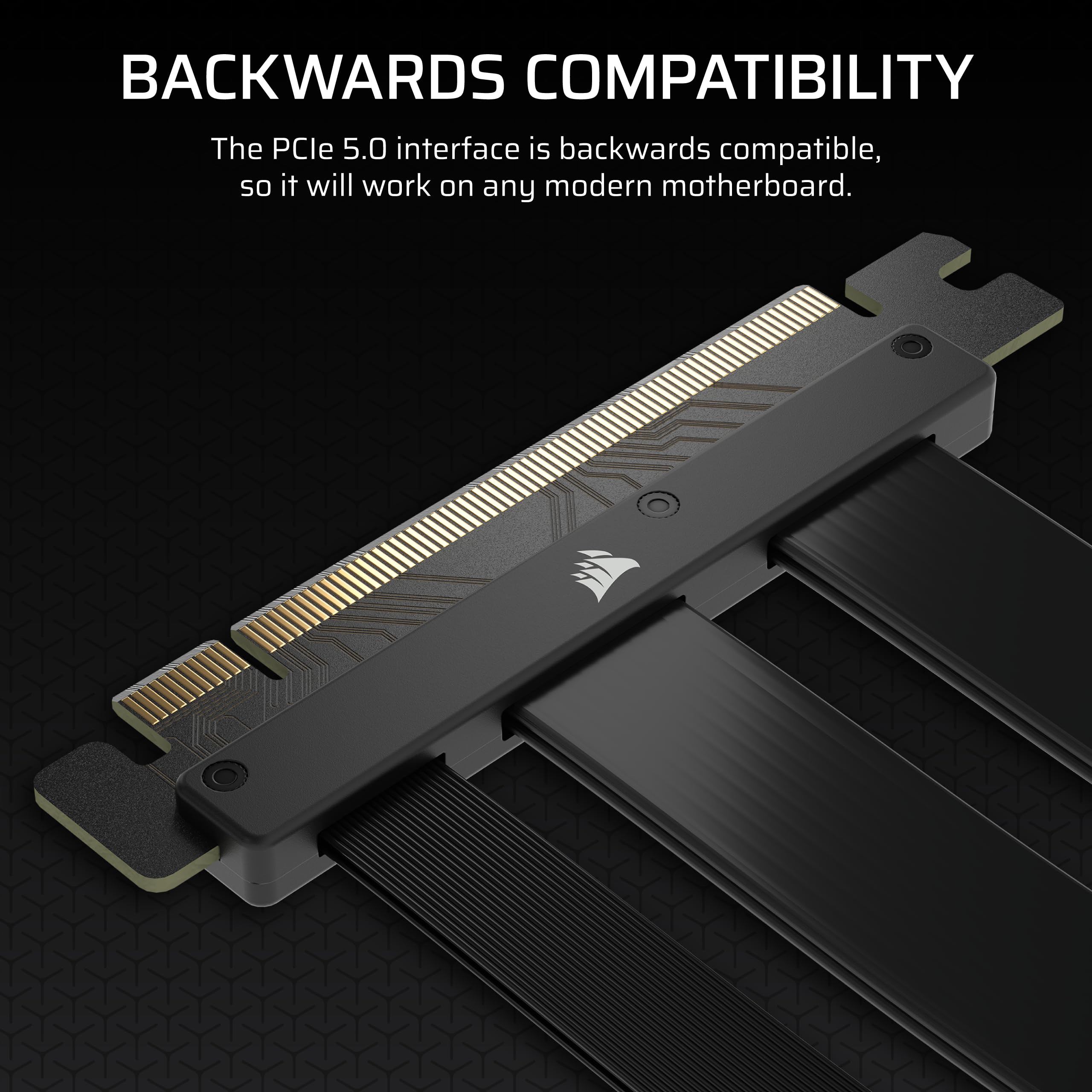 CORSAIR Premium PCIe 5.0 x16 175 mm kabel riser – bardzo elastyczny, trwały, czarny