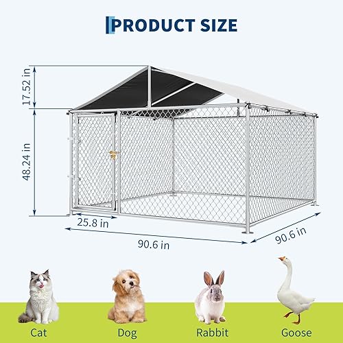 Miniatura 6 de Perrera grande para perros al aire libre con techo, cerramiento resistente para perros al aire libre, cerca de mascotas para patio, perrera, jaula