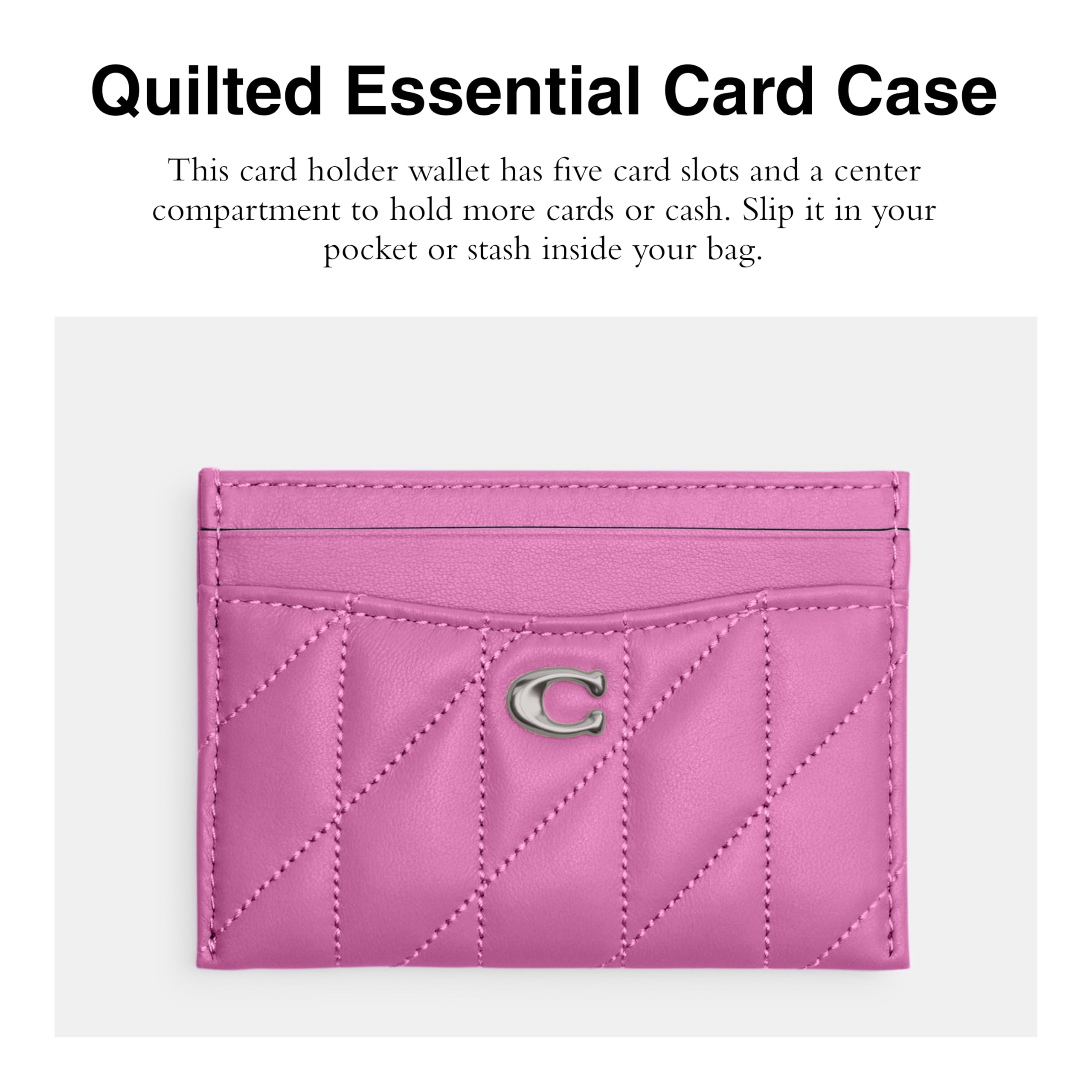 Coach Women's Quilted Essential Case Accessory-Travelers Card Sleeves, LH/Fuschia, One Size