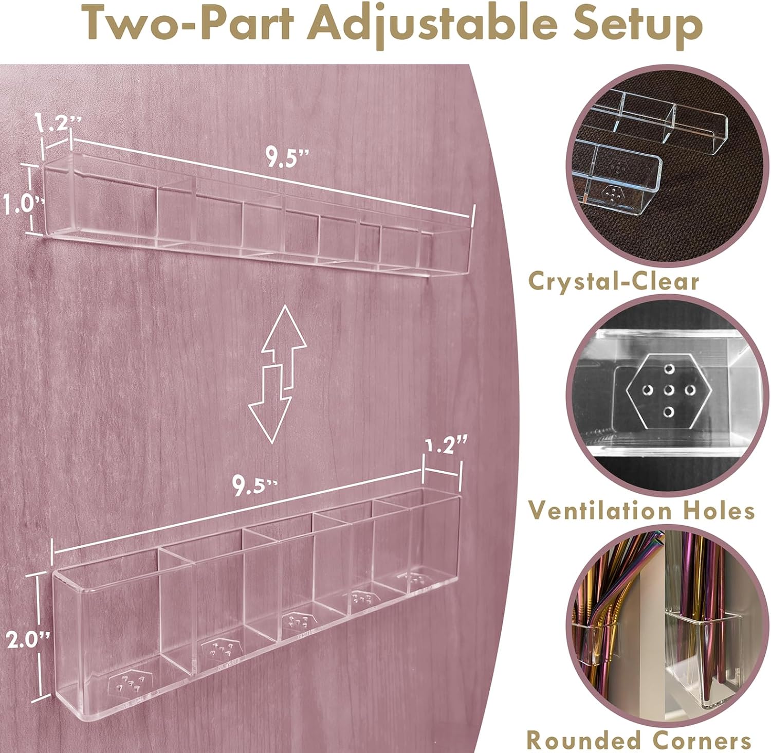 Acrylic Straw Holder for Cabinet Door - Child-Safe Organizer & Dispenser with Smooth Rounded Edges for Kitchen Accessories Storage, Adhesive Circles Included (Clear Transparent) - Image 4