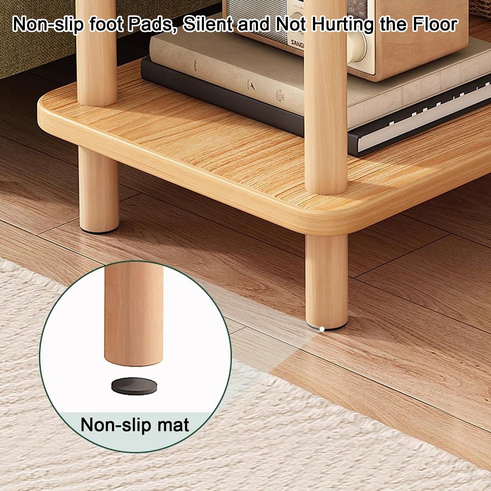 Slaapkamer nachtkastje, 1 lade kleine bijzettafel in licht eiken afwerking, massief houten uiteinde, lampenstandaard, scheidingstafel design nachtkastje (kleur: walnoot beuken