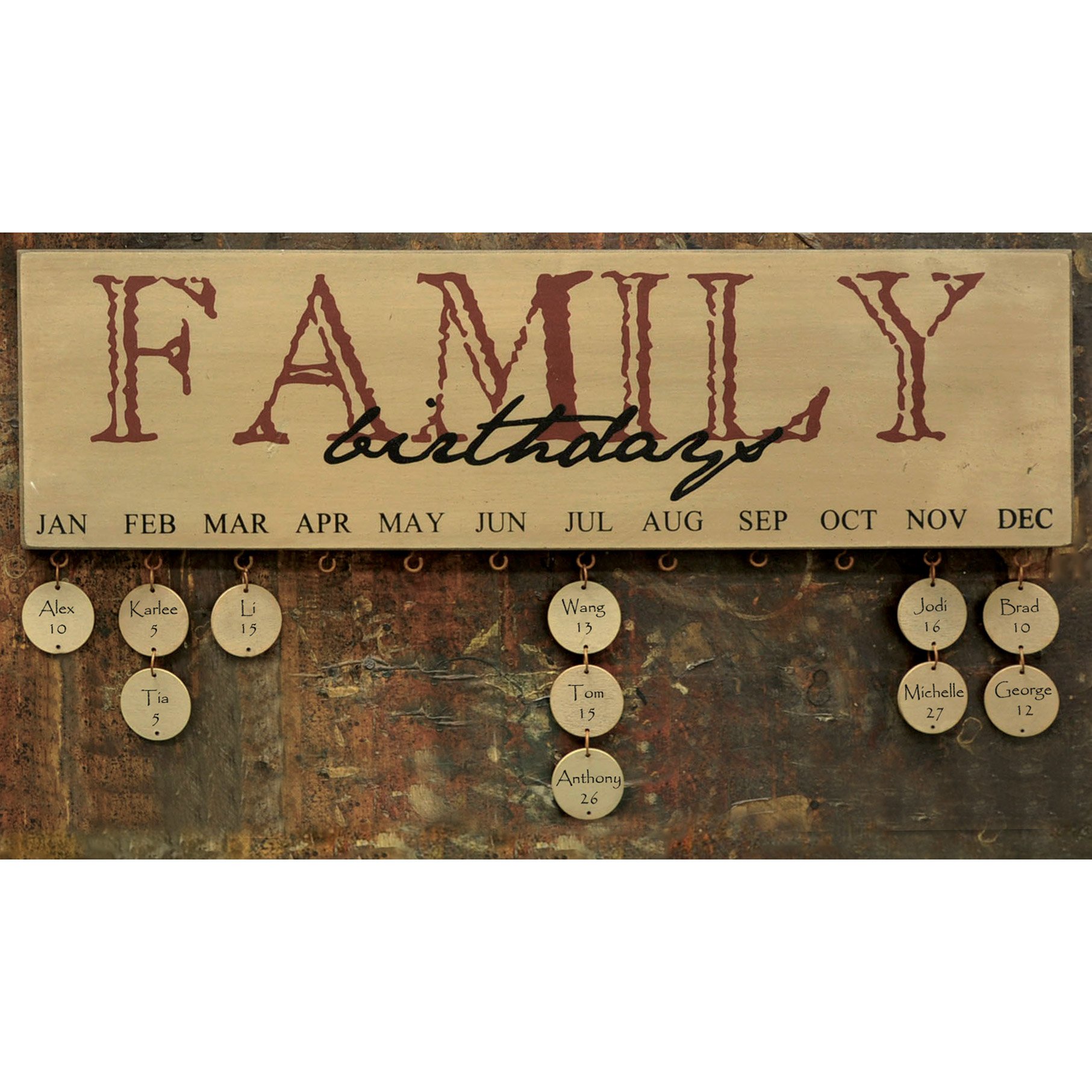 Family Birthday Calendar - Burgundy