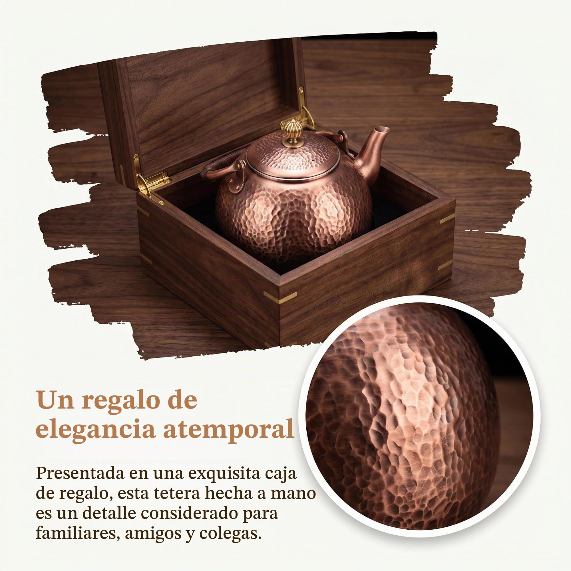 Hervidor de té de cobre martillado hecho a mano para la parte superior de la estufa, 1.6 cuartos de galón (1500 ml), tetera extragruesa con diseño sin revestimiento no tóxico, artesanía