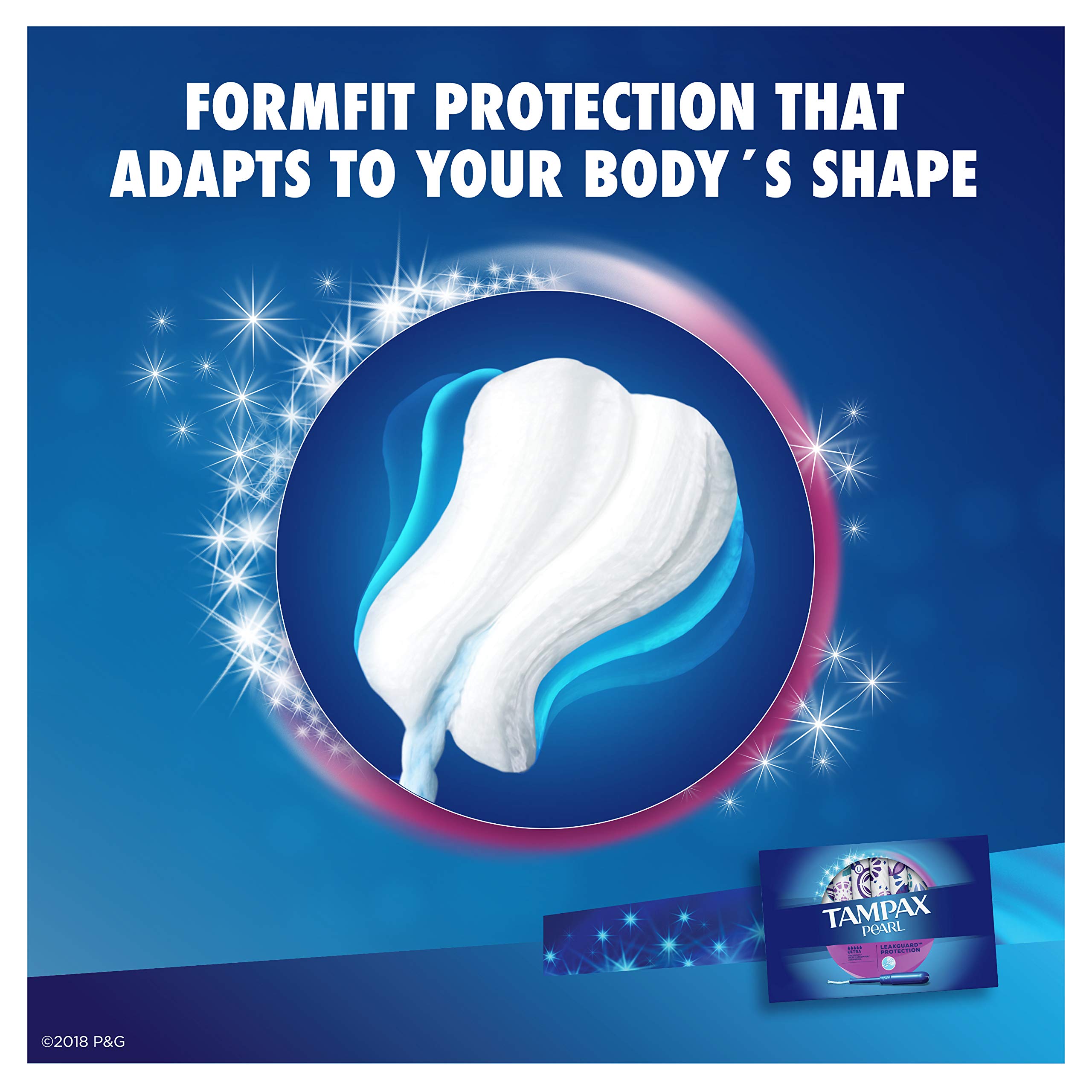 Tampax Pearl Plastic Tampons, Ultra Absorbency, Unscented, 36 Count