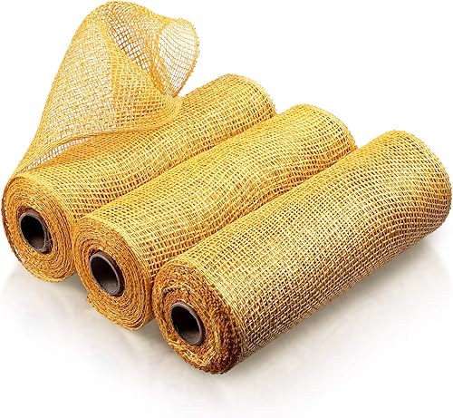 Vista 73 de 3 rollos de malla decorativa de arpillera de poliéster de 10 pulgadas de ancho, rollos de cinta decorativa de poliéster para decoración de coronas