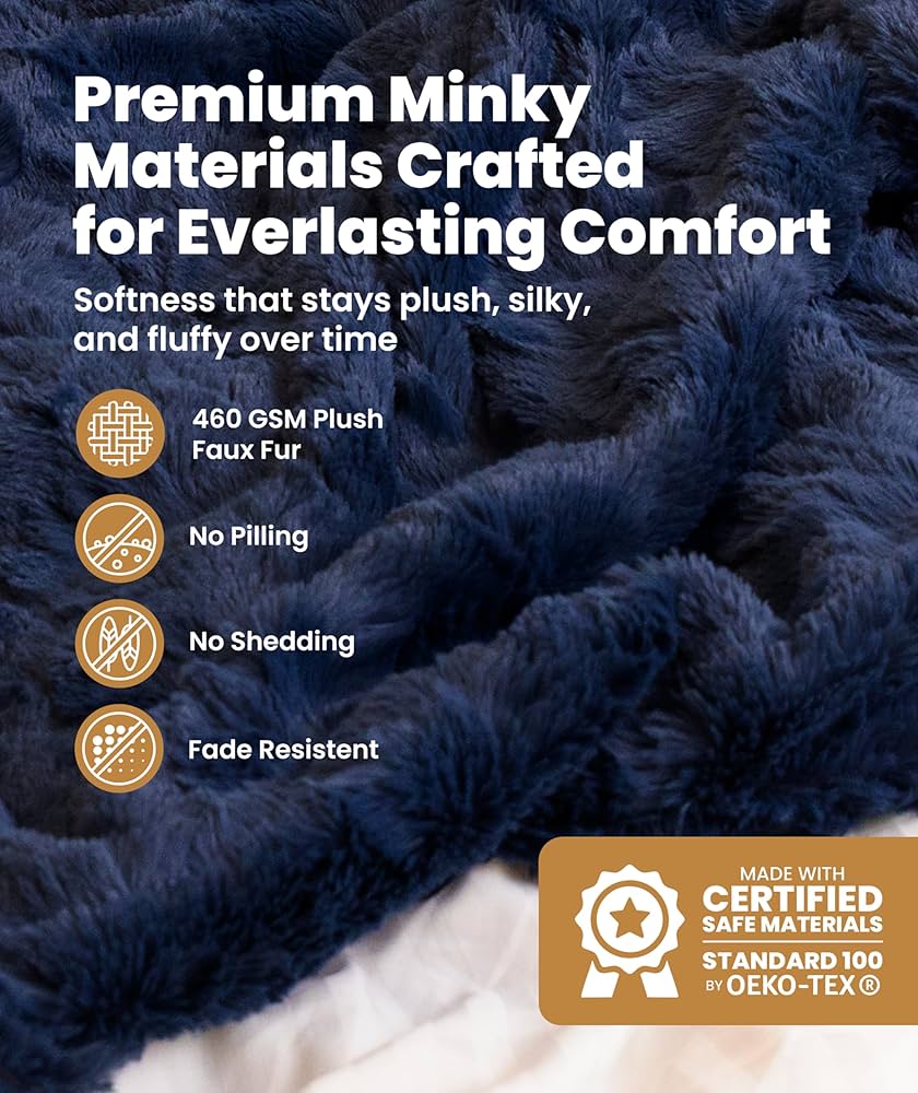 Amazon.com: Everlasting Comfort Soft & Comfortable Navy Blue Faux