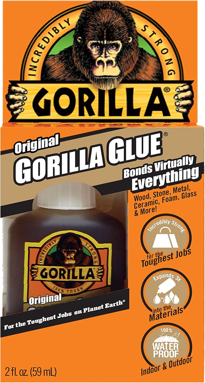 Gorilla Original Gorilla Glue, Waterproof Polyurethane Glue, 2 Ounce Bottle,