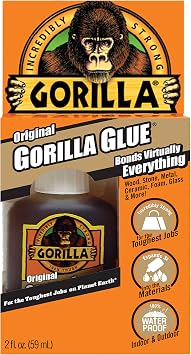 Gorilla Original Gorilla Glue, Waterproof Polyurethane Glue, 2 Ounce Bottle, Brown, Pack of 1