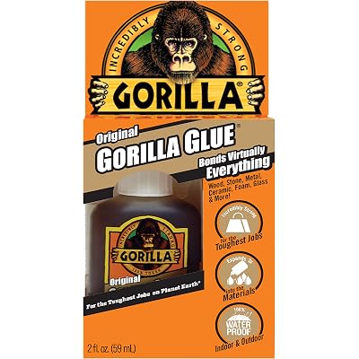 Gorilla Original Gorilla Glue, Waterproof Polyurethane Glue, 2 Ounce Bottle, Brown, (Pack of 1)